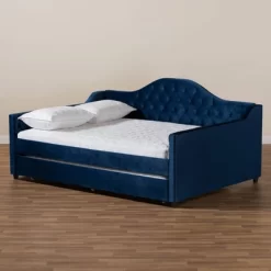 Perry Velvet Daybed With Trundle - Baxton Studio -Baxton Studio Store GUEST 1ac54523 c5c2 475b 9be7 bc0966f6f962