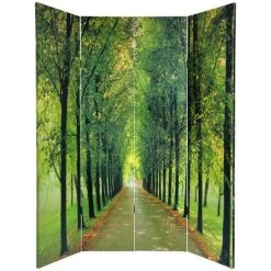 6" Double Sided Path Of Life Canvas Room Divider Green - Oriental Furniture
