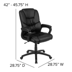 Flash Furniture Flash Fundamentals Big & Tall 400 Lb. Rated LeatherSoft Swivel Office Chair With Padded Arms -Baxton Studio Store GUEST 1c0e6534 b4d5 4774 8703 44585b990099