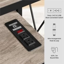 Yaheetech 3 Tier Console Table Sofa Table With Power Outlet, Gray -Baxton Studio Store GUEST 1c1d6fee 660b 48d3 aecb df149353a1c5