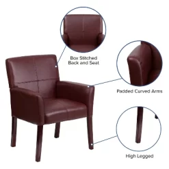 Emma And Oliver Leather Executive Side Reception Chair With Mahogany Legs -Baxton Studio Store GUEST 1d3c009e 2307 48d4 807f 0232fecf54c6