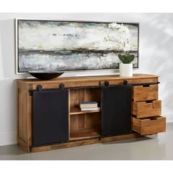 Coen Garrison 2 Sliding Doors 6 Drawer Credenza/Sideboard Natural Brown - Treasure Trove