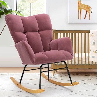 Epping Nursery Rocking Chair,Velvet Upholstered Glider Rocker Rocking Accent Chair,Wingback Rocking Chairs-Maison Boucle 13 Epping Nursery Rocking Chair,Velvet Upholstered Glider Rocker Rocking Accent Chair,Wingback Rocking Chairs-Maison Boucle - Image 11