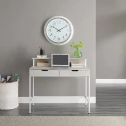 40" Contempo Desk With 2 Drawers And Shelf Hutch White Oak - OSP Home Furnishings -Baxton Studio Store GUEST 1f181213 6d3f 4368 8dbb 400fb52c8c6b