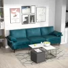 Costway Modern Modular Fabric 3-Seat Sofa Couch Living Room Furniture W/ Metal Legs BlueGrey