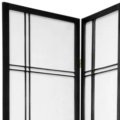 7 Ft. Tall Double Cross Shoji Screen - Black (6 Panels)