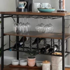 Austin Wine Cart Brown/Black - Linon -Baxton Studio Store GUEST 21132826 80d3 466a 868f 5506c822d82a