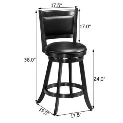 Costway 2PCS 24'' Swivel Counter Stool Dining Chair Upholstered Seat Black -Baxton Studio Store GUEST 211b4694 ea44 48c4 adcb e3890fe44b5c