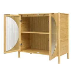 Aash 2-Doors Solid Bamboo Storage Cabinet,Circle-Shape Doors Farmhouse Storage Cabinet With 1 Adjustable Inner Shelves-The Pop Maison -Baxton Studio Store GUEST 2169f06d 5817 45dc b764 c89f3f5e2ecf