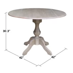 Kayden Round Dual Drop Leaf Pedestal Table Washed Gray Taupe - International Concepts -Baxton Studio Store GUEST 21833894 aa4a 47dd a127 1f420f07ffa0