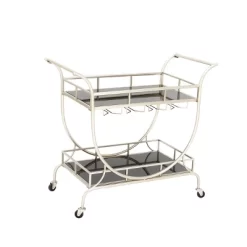 Modern 2 Tier Cart Silver - Olivia & May -Baxton Studio Store GUEST 22195af1 ccc2 4c6e 9f1d 72899063721f