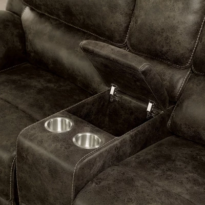 Nisbet Power Reclining Leather Loveseat With Cup Holders Mocha - HOMES: Inside + Out 7 Nisbet Power Reclining Leather Loveseat With Cup Holders Mocha - HOMES: Inside + Out - Image 5