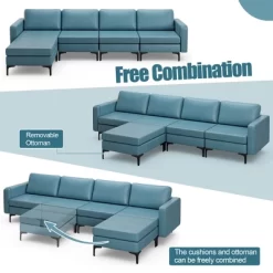 Costway Modular L-shaped Sectional Sofa W/ Reversible Chaise & 4 USB Ports -Baxton Studio Store GUEST 2264a9ca 17f8 4587 8078 754ed80de7cf