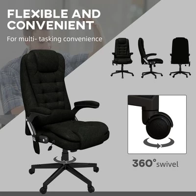 HOMCOM 6 Point Vibrating Massage Office Chair With Heat, Linen High Back Executive Office Chair With Reclining Backrest, Armrests 6 HOMCOM 6 Point Vibrating Massage Office Chair With Heat, Linen High Back Executive Office Chair With Reclining Backrest, Armrests - Image 4