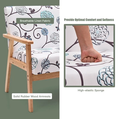 Costway Modern Fabric Loveseat Sofa Couch Upholstered 2-Seat Wood Armchair 11 Costway Modern Fabric Loveseat Sofa Couch Upholstered 2-Seat Wood Armchair - Image 9