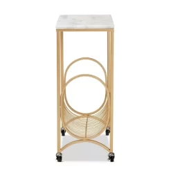 Jacek Metal Wine Cart With Marble Tabletop Gold - Baxton Studio -Baxton Studio Store GUEST 24c88d69 f9d0 4175 8835 10ce10d7c667