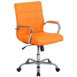 Emma And Oliver Mid-Back Vinyl Executive Swivel Office Chair With Chrome Base And Arms -Baxton Studio Store GUEST 2601d0d0 9ac3 4ad4 8608 c7d7140c6807