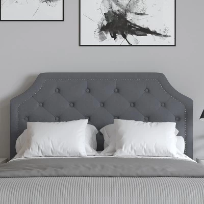 Merrick Lane Platform Bed With Slatted Support Contemporary Tufted Upholstery With Accent Nail Trim 9 Merrick Lane Platform Bed With Slatted Support Contemporary Tufted Upholstery With Accent Nail Trim - Image 7