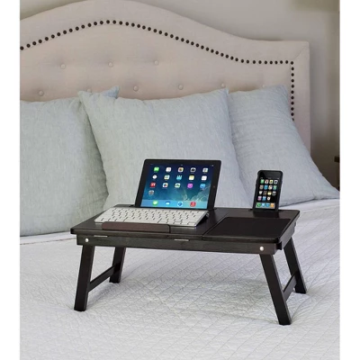 BirdRock HomeMulti-tasking Laptop Bamboo Bed Tray - Walnut 4 BirdRock HomeMulti-tasking Laptop Bamboo Bed Tray - Walnut - Image 2