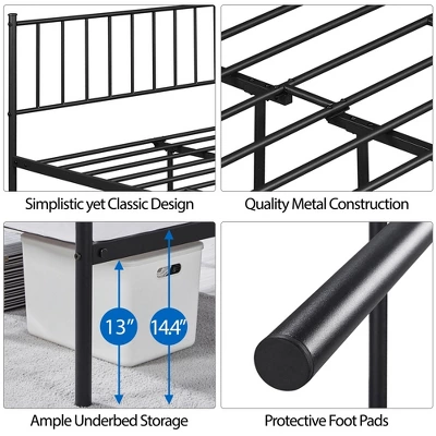 Yaheetech Metal Platform Bed Frame With Spindle Headboard And Footboard 6 Yaheetech Metal Platform Bed Frame With Spindle Headboard And Footboard - Image 4