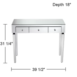Studio 55D Thea Modern Mirrored Rectangular Desk 39 1/2" X 18" With 3-Drawer Silver Faceted Crystal Knobs For Living Room Bedroom Bedside Entryway -Baxton Studio Store GUEST 2a69d942 4e75 4097 b5c4 0c5587926783