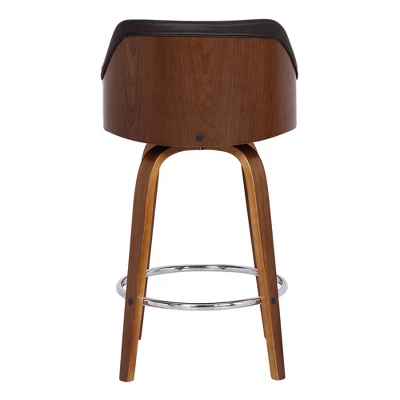 30" Alec Bar Height Swivel Barstool Walnut/Brown - Armen Living 6 30" Alec Bar Height Swivel Barstool Walnut/Brown - Armen Living - Image 4
