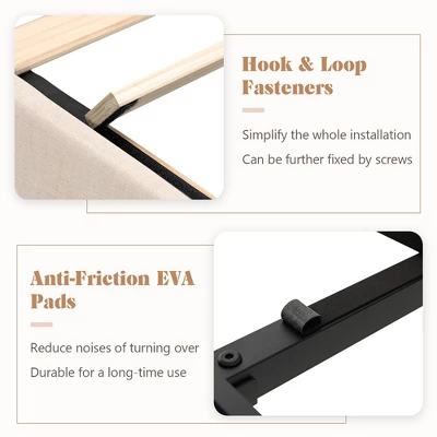 Costway Full/Queen Size Upholstered Bed Frame With Elastic Pockets Mattress Foundation Beige 10 Costway Full/Queen Size Upholstered Bed Frame With Elastic Pockets Mattress Foundation Beige - Image 8