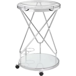 Studio 55D Page 29 1/2" High Glass And Chrome Rolling Serving Bar Cart 15 Studio 55D Page 29 1/2" High Glass And Chrome Rolling Serving Bar Cart -Baxton Studio Store GUEST 2b385dcf c067 4636 bcd5 ec5d0247f08d