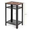 Costway 3-Tier Industrial Tall Nightstand Side End Telephone Table W/ Mesh Shelves