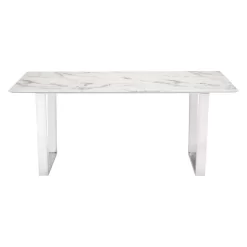 Modern Rectangular Faux Marble Dining Table - Stone, Brushed Stainless Steel - ZM Home -Baxton Studio Store GUEST 2c52b654 032b 42e1 ae62 0c851434ab24