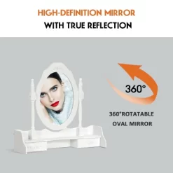 Costway Vanity Wood Makeup Dressing Table Stool 4 Drawers Black/White -Baxton Studio Store GUEST 2d0917f6 e883 4905 aa3d 5ed159eb96e4