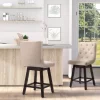 HOMCOM Bar Stools Set Of 2, Swivel Bar Chairs, 25.5" High Fabric Tufted Breakfast Barstools For Kitchen Counter, Beige
