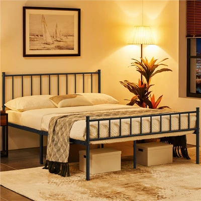 Yaheetech Metal Platform Bed Frame With Spindle Headboard And Footboard 4 Yaheetech Metal Platform Bed Frame With Spindle Headboard And Footboard - Image 2