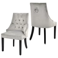 Costway Set Of 2 Button-Tufted Dining Chair Upholstered Armless Side Chair -Baxton Studio Store GUEST 2d36341e a7da 43ad b6ba b992541c18b2