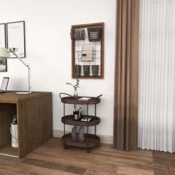 Wood 3 Tier Oval Tray Cart Brown - Olivia & May -Baxton Studio Store GUEST 2da5cd04 e364 4716 8c0b 54f184ef2a8e