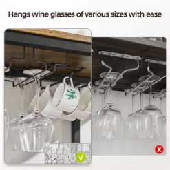 Yaheetech Home Bar Industrial Wine Rack Table With Glass Holder, Wine Bar Cabinet, Rustic Brown -Baxton Studio Store GUEST 2e24051e b872 47d8 bd46 0bd1fc175b54