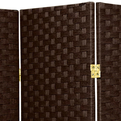 7 Ft. Tall Woven Fiber Room Divider - Dark Mocha (3 Panels) 3 7 Ft. Tall Woven Fiber Room Divider - Dark Mocha (3 Panels)
