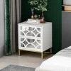 Averina 2 Drawers 45° Splicing White Mirror Front Nightstand With Storage -The Pop Home
