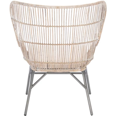 Lenu Rattan Accent Chair W/ Cushion - Grey White Wash/White/ Black - Safavieh 6 Lenu Rattan Accent Chair W/ Cushion - Grey White Wash/White/ Black - Safavieh - Image 4