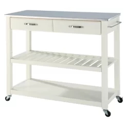 Stainless Steel Top Kitchen Cart/Island With Optional Stool Storage - Crosley -Baxton Studio Store GUEST 2fc6793d 7c91 4fcf a7c7 dcf0df7eae57