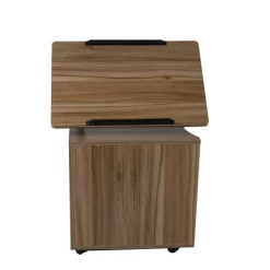 Mind Reader Bedside Workstation Adjustable Desk Nightstand, Wood Finish