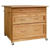Wood 3 Drawer Kitchen Cart In Natural Birch Brown - Catskill Craftsmen