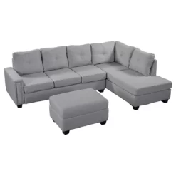108" Reversible L-Shape Sectional Sofa Couch With Storage Ottoman-ModernLuxe -Baxton Studio Store GUEST 3035f666 1fcd 484c 8f89 77d780d2d56c