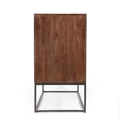 Punjab Handcrafted Boho Mango Wood 2 Door Sideboard French Gray/Antique Bronze - Christopher Knight Home 8 Punjab Handcrafted Boho Mango Wood 2 Door Sideboard French Gray/Antique Bronze - Christopher Knight Home - Image 6