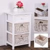 Costway 2PCS Night Stand 3 Tiers 1 Drawer Bedside End Table Organizer Wood W/2 Baskets