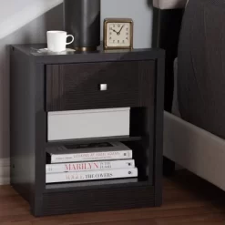 Danette Modern And Contemporary Finished 1 Drawer Nightstand Dark Brown - Baxton Studio -Baxton Studio Store GUEST 32c46685 44ac 41e1 8e49 0c2d1e441c44
