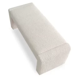 Kaia 47" Minimalist Aesthetic Look Teddy Waterfall Upholstered Bench-The Pop Maison -Baxton Studio Store GUEST 33145aa4 1109 4957 95f4 8c0df3985f44