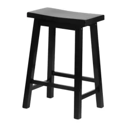 PJ Wood Classic Saddle-Seat 24" Tall Kitchen Counter Stools For Homes, Dining Spaces, And Bars W/Backless Seats, 4 Square Legs, Black (Set Of 8) -Baxton Studio Store GUEST 332d51f3 96bf 4714 bcb1 c2b903b53ac5 1