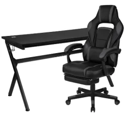 Flash Furniture Gaming Desk With Cup Holder/Headphone Hook/Removable Mousepad Top & Reclining Back/Arms Gaming Chair With Footrest -Baxton Studio Store GUEST 336d5609 a20c 467d bf57 81784f3662fc