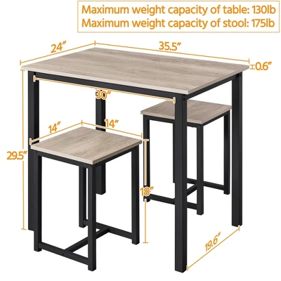 Yaheetech Industrial 3-Piece Space Saving Dining Table Set, For Kitchen, Dining Room 4 Yaheetech Industrial 3-Piece Space Saving Dining Table Set, For Kitchen, Dining Room - Image 2